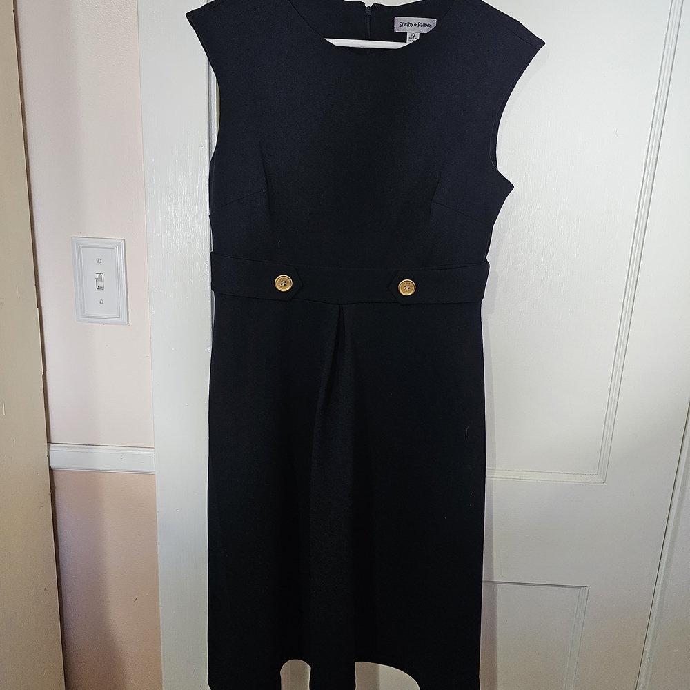 Shelby & Palmer Navy Dress with Gold Buttons